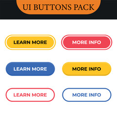 Learn more, web buttons. Vector.Read more button.Call for action buttons.Trendy learn more button for web site, label, banner,sticker,design template.Modern information button collection