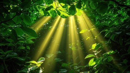 Fototapeta premium Sunlight filtering through dense foliage
