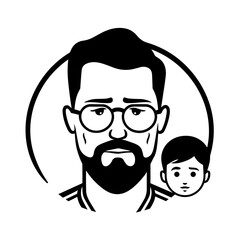 Modern black and white portrait illustration of a stylish man with beard and sunglasses.