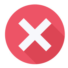 Reject check mark icon symbolizing denial, cancellation, or incorrect selection.