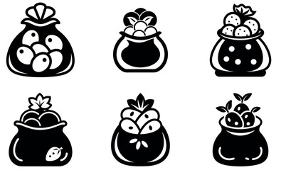 Collection of Cute Fruit-Filled Bags, perfect for food illustrations.