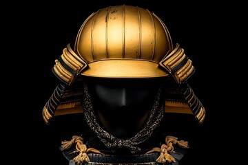 Gold Samurai Helmet with Dark Background.