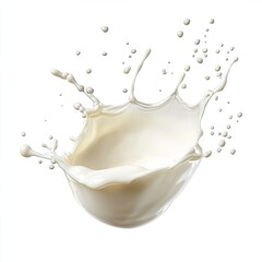 Milk Splash with Droplets on White Background | Liquid Pour Burst Action | Clean Food