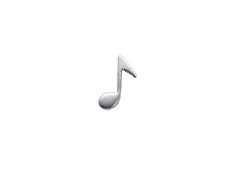 A single white musical note against a transparent background.