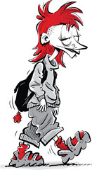 Punk teenager girl with modern hair