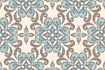 Damask seamless pattern,damask Ikat floral seamless pattern vector illustration,ikat background,Aztec style,baroque pattern.design for texture,fabric,clothing,wrapping,decoration,print,tile,saree,rug.