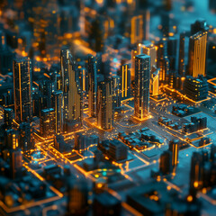 smart city and Digital landscape in cyber world.3d illustration