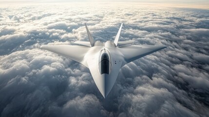 Stealth Fighter Jet Above the Clouds