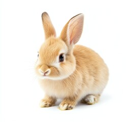 Cute Bunny Portrait Adorable Small Animal on White Background Studio Shot