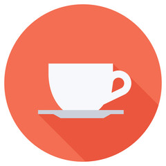 Flat icon of a white coffee cup representing beverages and relaxation.