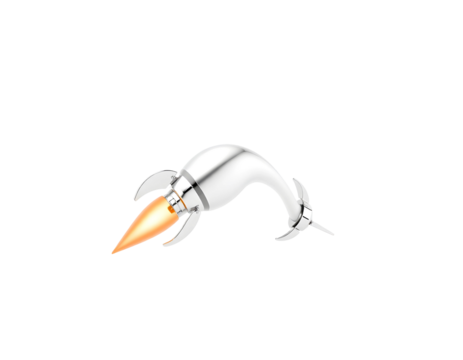 A stylized rocket with a fiery trail, symbolizing space travel and technological advancement