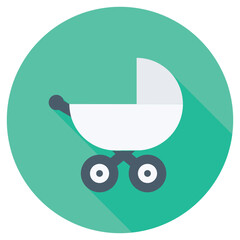 Baby pram icon representing parenting, childcare, transportation, and infant care.