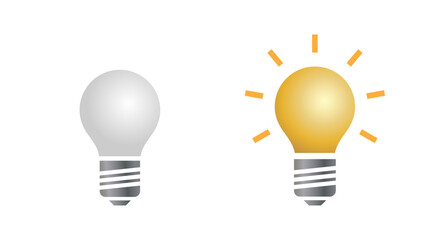 Energy-saving light bulbs on and off. Element for the design of electrical components. 3D style, vector illustration.