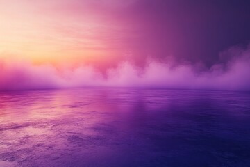 Fototapeta premium Misty sunrise over tranquil purple sea with dramatic sky background for fantasy scenes