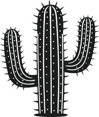 Cactus Silhouette Vector - Bold Black Desert Plant Illustration