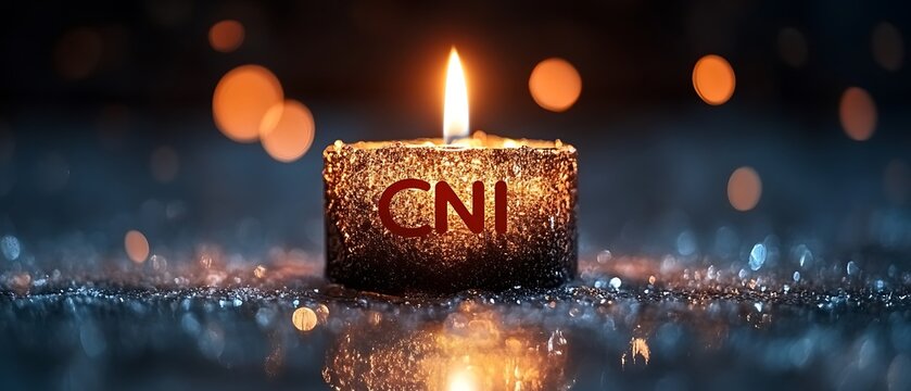 Burning Candle with CNI Logo for Dark Background.