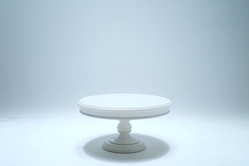 White cake stand on white background for product display and presentations