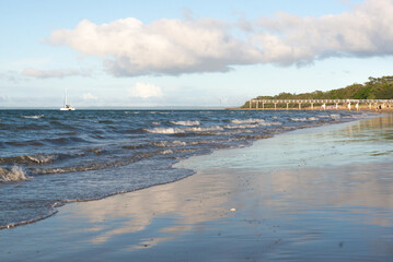 Hervey Bay, Queensland, features stunning beaches with calm, crystal-clear waters.
