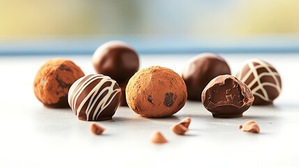 Gourmet Chocolate Truffles Closeup.