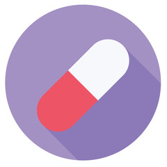 Pill or capsule icon with simple design, representing medication and health.
