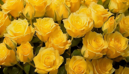  薔薇の花　黄色い　幸運　背景素材　Generative AI	