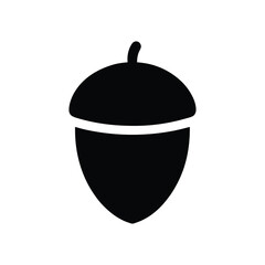 Silhouette vector art illustration of an acorn icon with a smooth and oval shape.eps