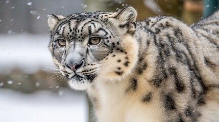 Obraz premium Majestic Snow Leopard in Winter Wonderland