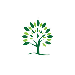  tree with green leaves. Logo, symbol, icon, illustration, vector, template, design