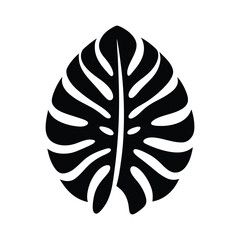 Silhouette vector art illustration of a monstera leaf icon.eps