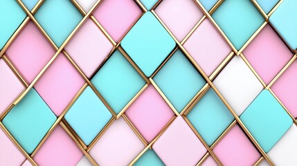 Obraz premium Colorful Geometric Pattern with Mint Green Light Pink and Soft White Elements