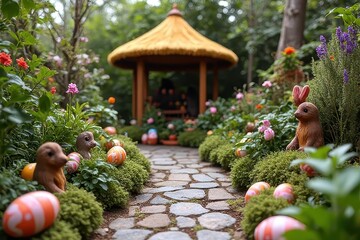 Easter Wonderland: Enthralling Flower Garden with Whimsical D&eacute;cor for a Magical Celebration