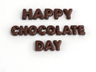 Happy Chocolate Day Greeting Made of Chocolate Letters on White Background