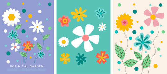 Vibrant Botanical Garden Illustration Pack, Colorful Floral Art Prints