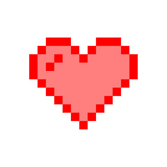 Obraz premium ドット絵ハート（赤）、絵文字、ピクセル、ベクター、透過背景