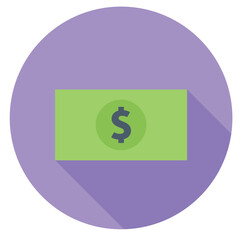 Flat icon representing money with clean design and simple visual elements.