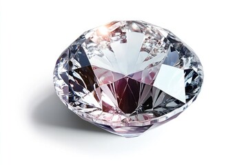 A sparkling, faceted diamond on a white background