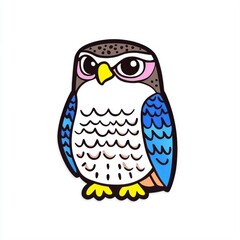 Fototapeta premium Colorful cartoon owl illustration with big eyes and unique patterns, perfect for educational and decorative use