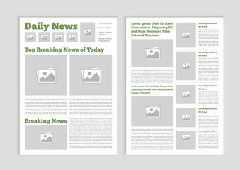 News column articles newsprint magazine design. Newspaper layout template.  Brochure newspaper sheets. Editorial journal vector template design