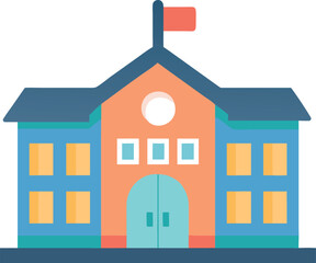 School Building. Flat Design Style.

