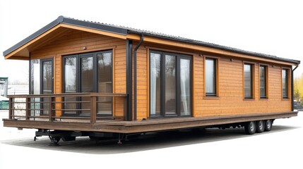 Modern mobile house design urban area architecture outdoor setting front view innovative living space