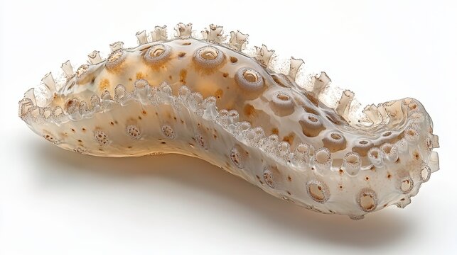 Exploring the unique appearance of a sea cucumber in marine life underwater environment close-up view
