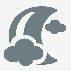 Cloudy night weather icon representing overcast sky, nighttime, and weather forecast.