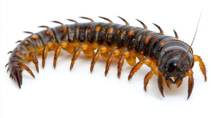 Obraz premium Exploring the fascinating world of centipedes in nature a close-up study of their anatomy and behavior