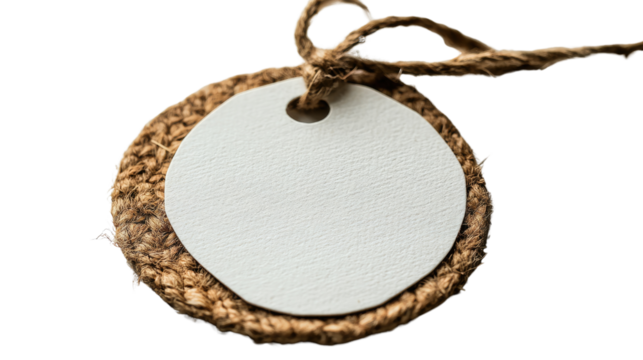 Isolated brown rope cord with a knot, like an old golden chain