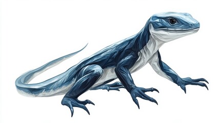 Naklejka premium Lively blue lizard exploration nature scene digital art illustration vibrant environment close-up viewpoint