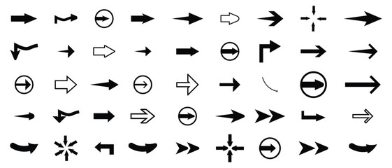 set of arrow vector icons on white background.