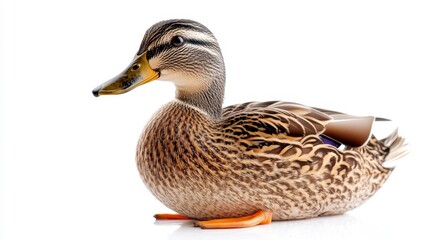 Obraz premium Graceful duck portrait captured in studio nature photography minimalist white background close-up view