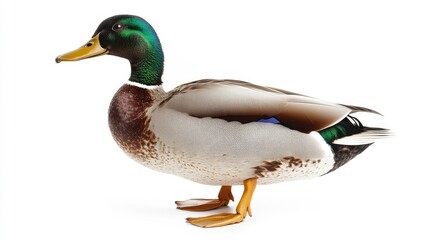 Obraz premium Mallard duck displaying vibrant plumage in studio setting wildlife photography isolated background