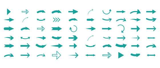 set of arrow vector icons on white background.