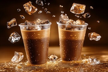 Iced Chocolate Coffee in Plastic Cups